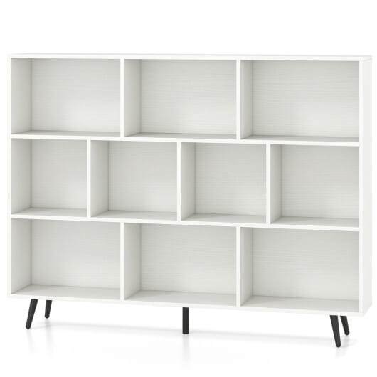 8/10-Cube Bookcase with 5 Tapered Metal Legs-Off White - Color: Off White - Size: 10 Cubes-55''