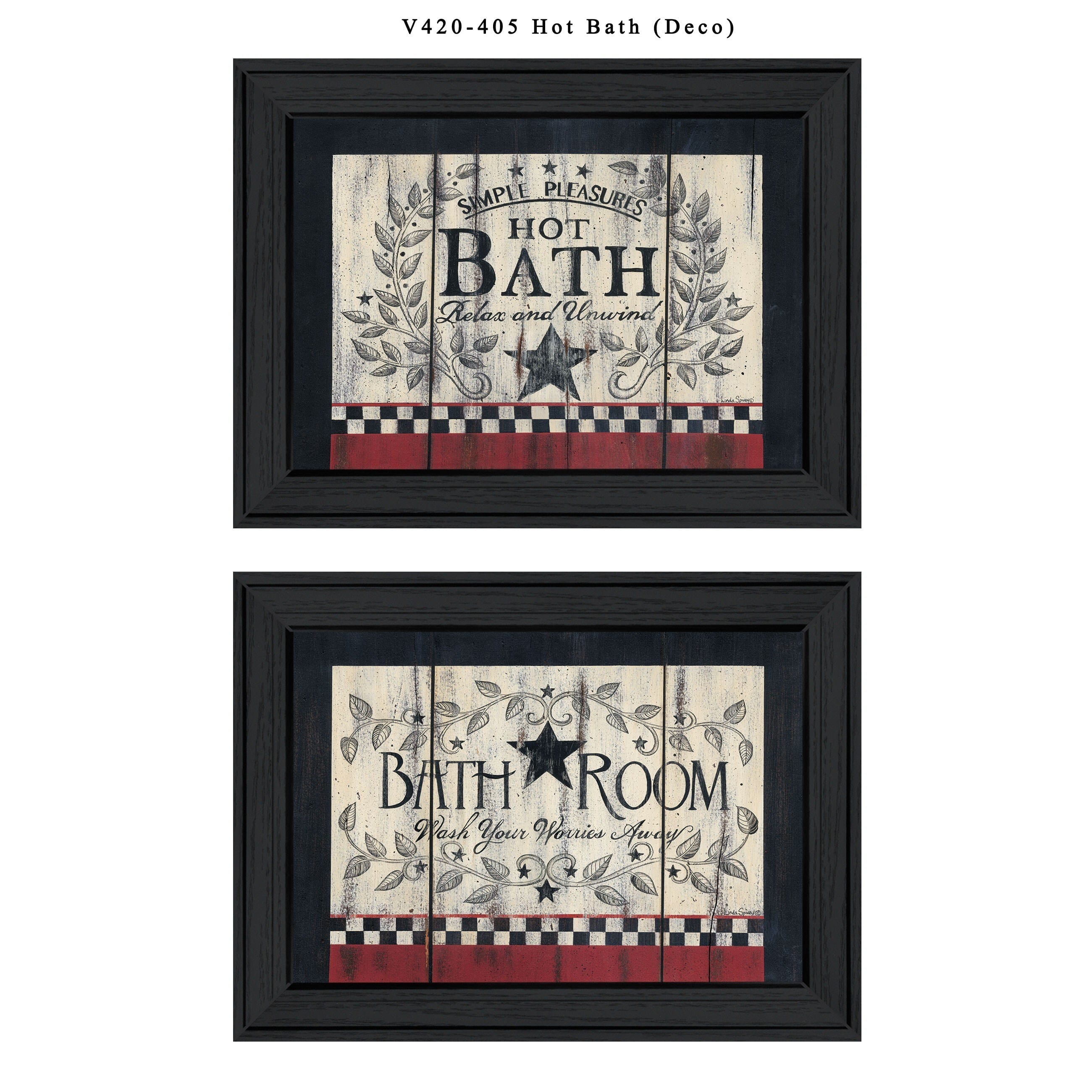 Set Of Two Hot Bath 1 Black Framed Print Bathroom Wall Art