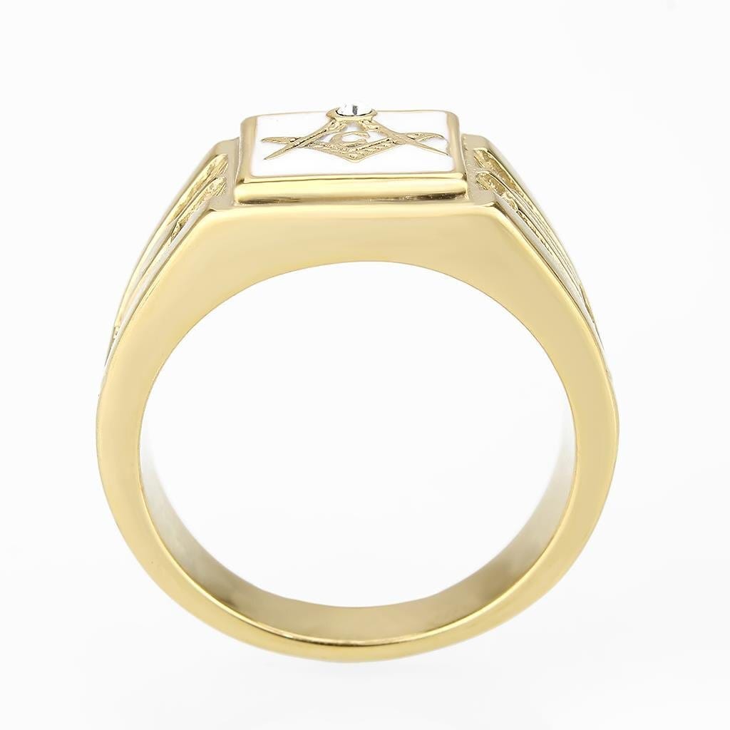 TK1159W - IP Gold(Ion Plating) Stainless Steel Ring with Top Grade Crystal in Clear