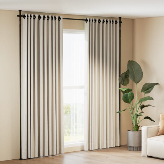 Room Divider Curtain Rod with Adjustable Floor to Ceiling Tension Rod (Curtains Not Included)-White