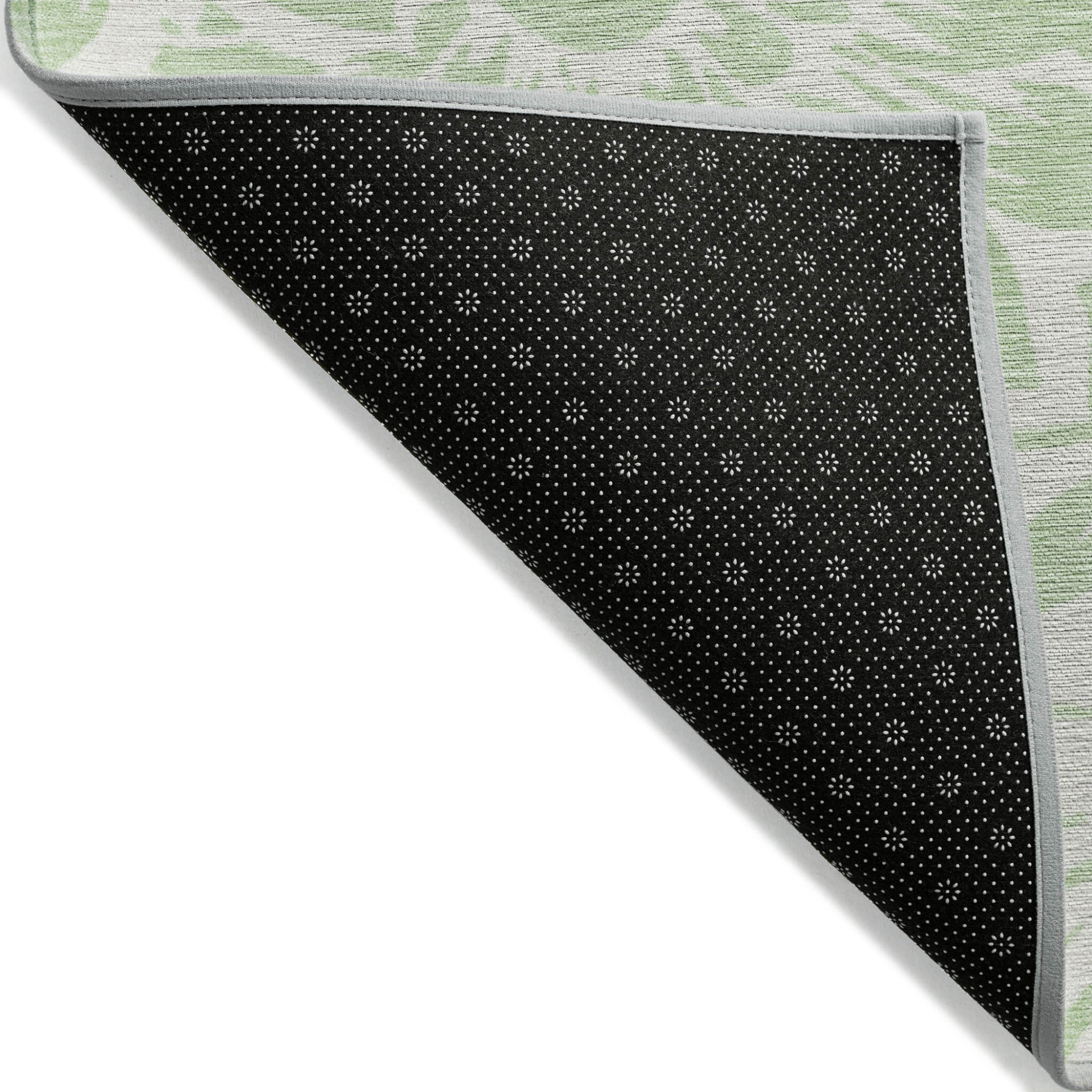 8' Round Mint Green and Ivory Round Floral Washable Non Skid Indoor Outdoor Area Rug