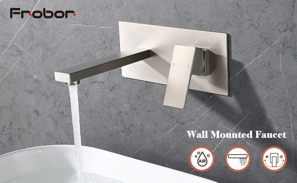 Wall Mount Faucet for Bathroom Sink or Bathtub, Single Handle 2 Holes Brass Rough-in Valve Included, Matte Black