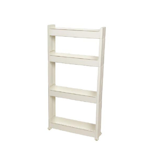 4-Tier Multifunctional Slim Storage Trolley with Detachable Trays-White - Color: White