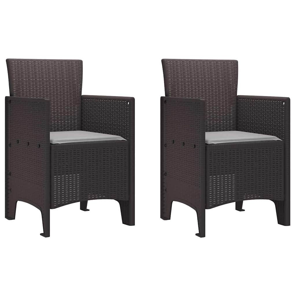 Garden Chair 2 pcs Brown Polypropylene
