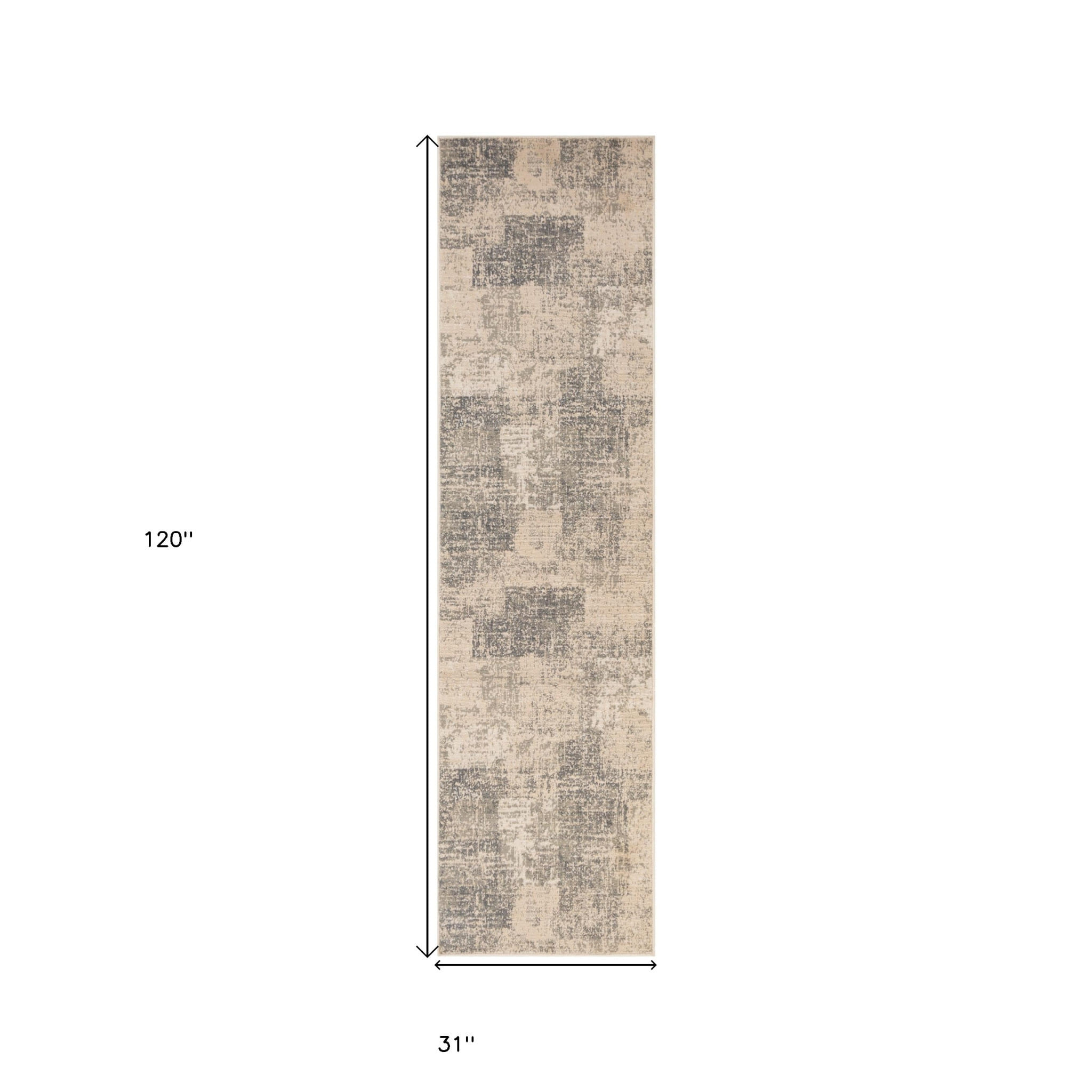 10' Gray and Light Blue Abstract Power Loom Runner Rug