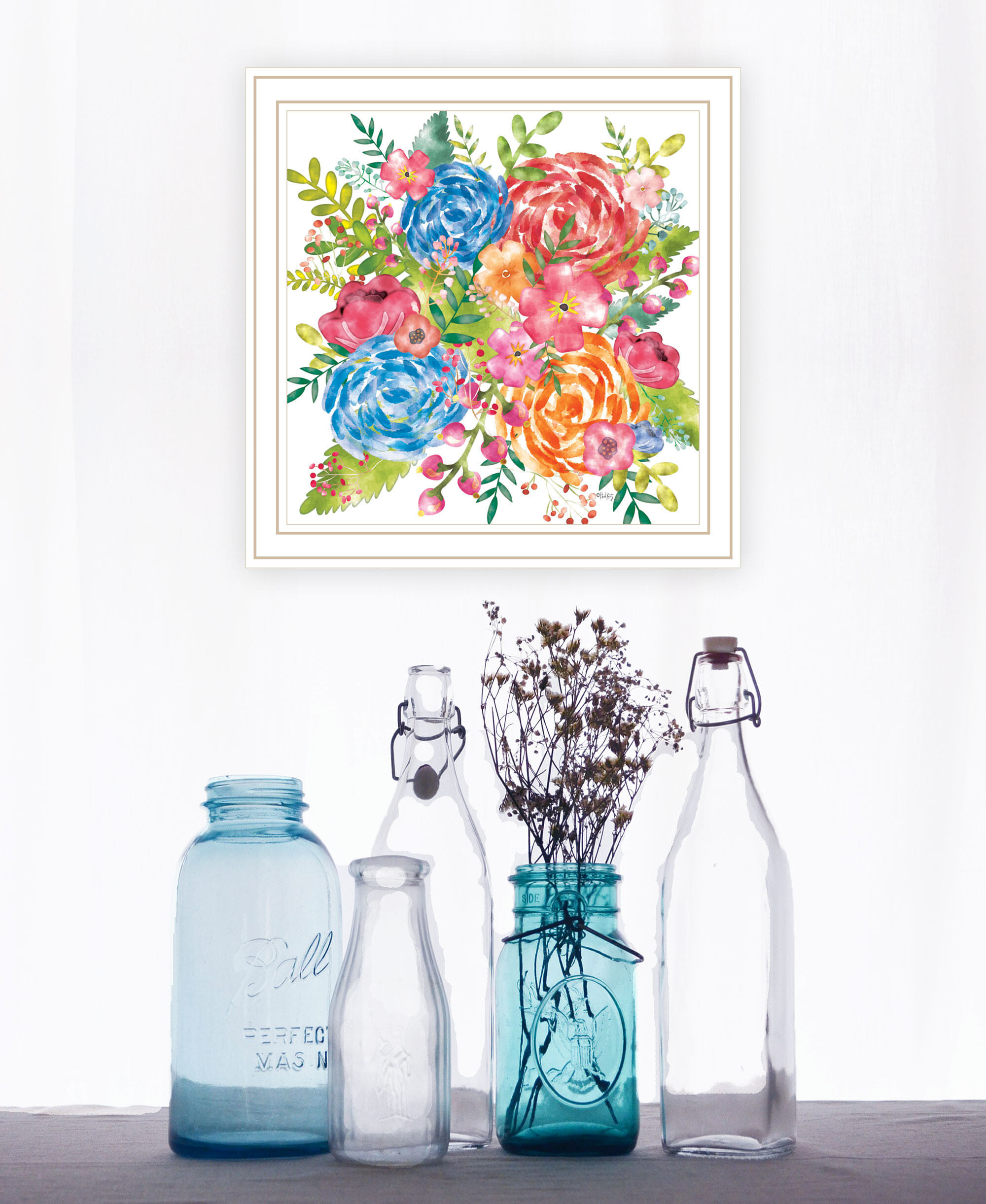Spring Floral White Framed Print Wall Art