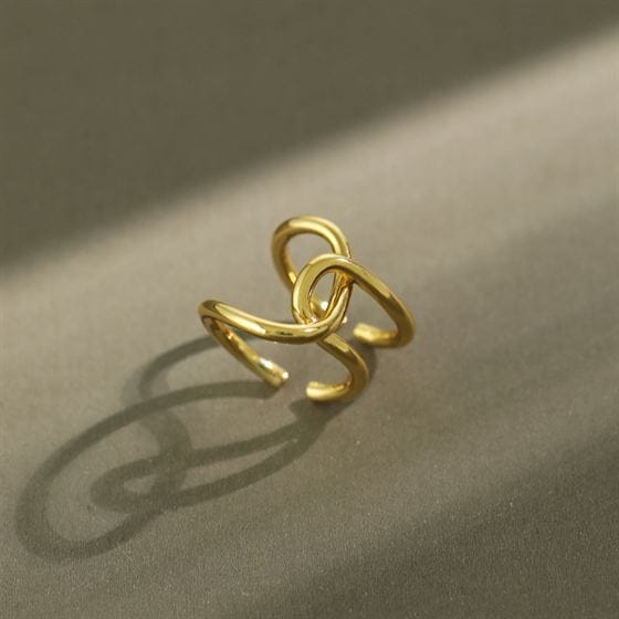Street Irregular Line Cross 925 Sterling Silver Adjustable Ring