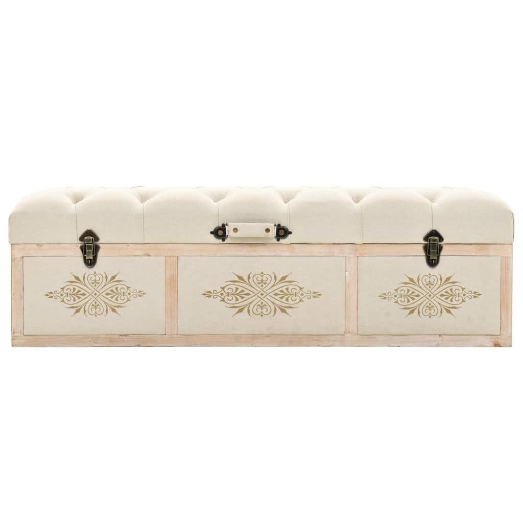 Storage Bench 43.3" Cream Solid Wood Fir