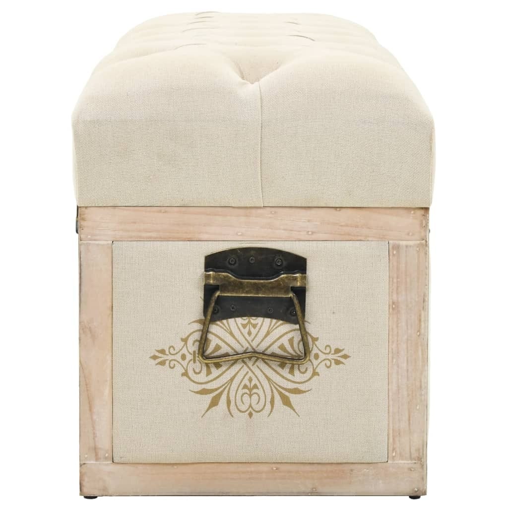Storage Bench 43.3" Cream Solid Wood Fir