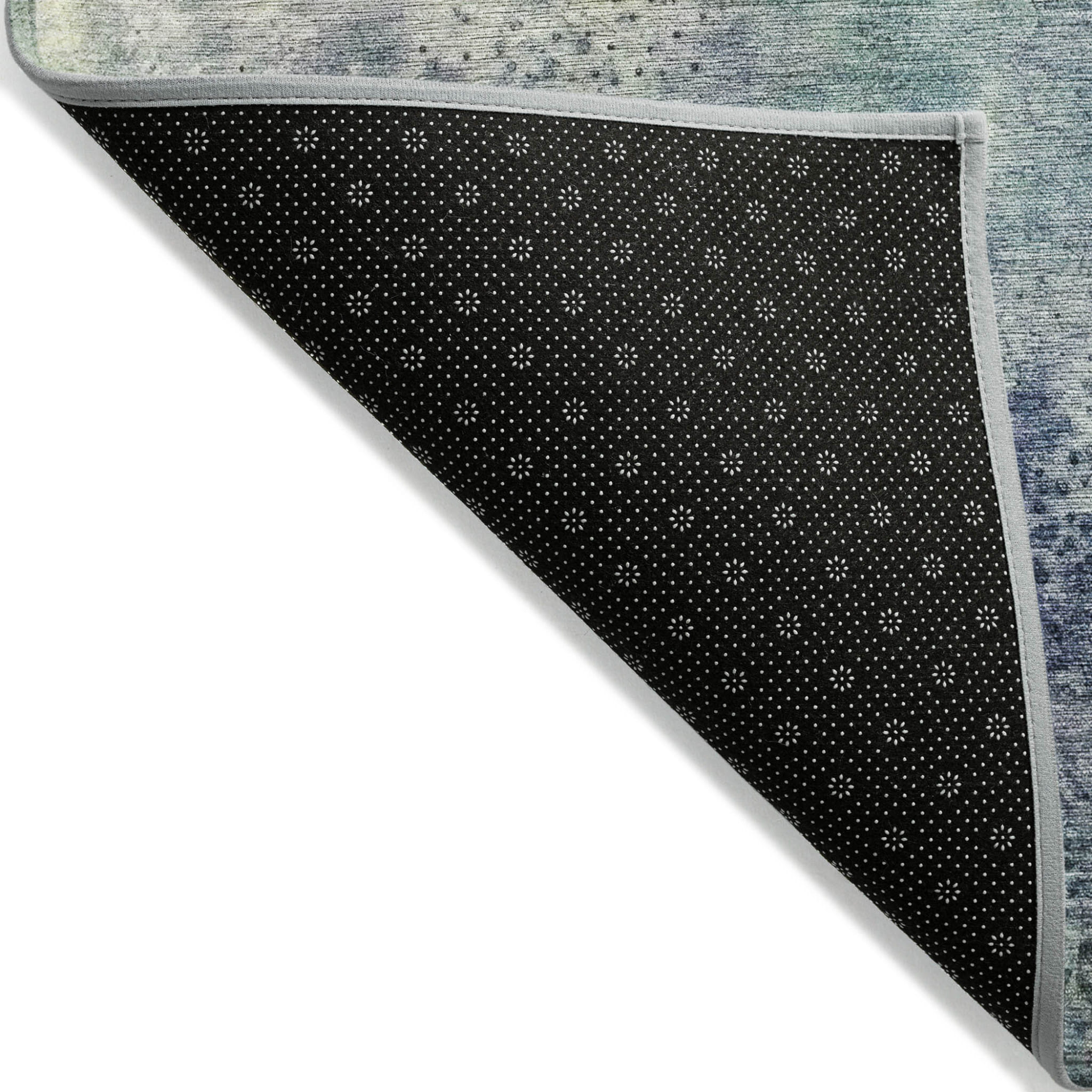 9' X 12' Beige Blue and Gray Abstract Washable Non Skid Indoor Outdoor Area Rug
