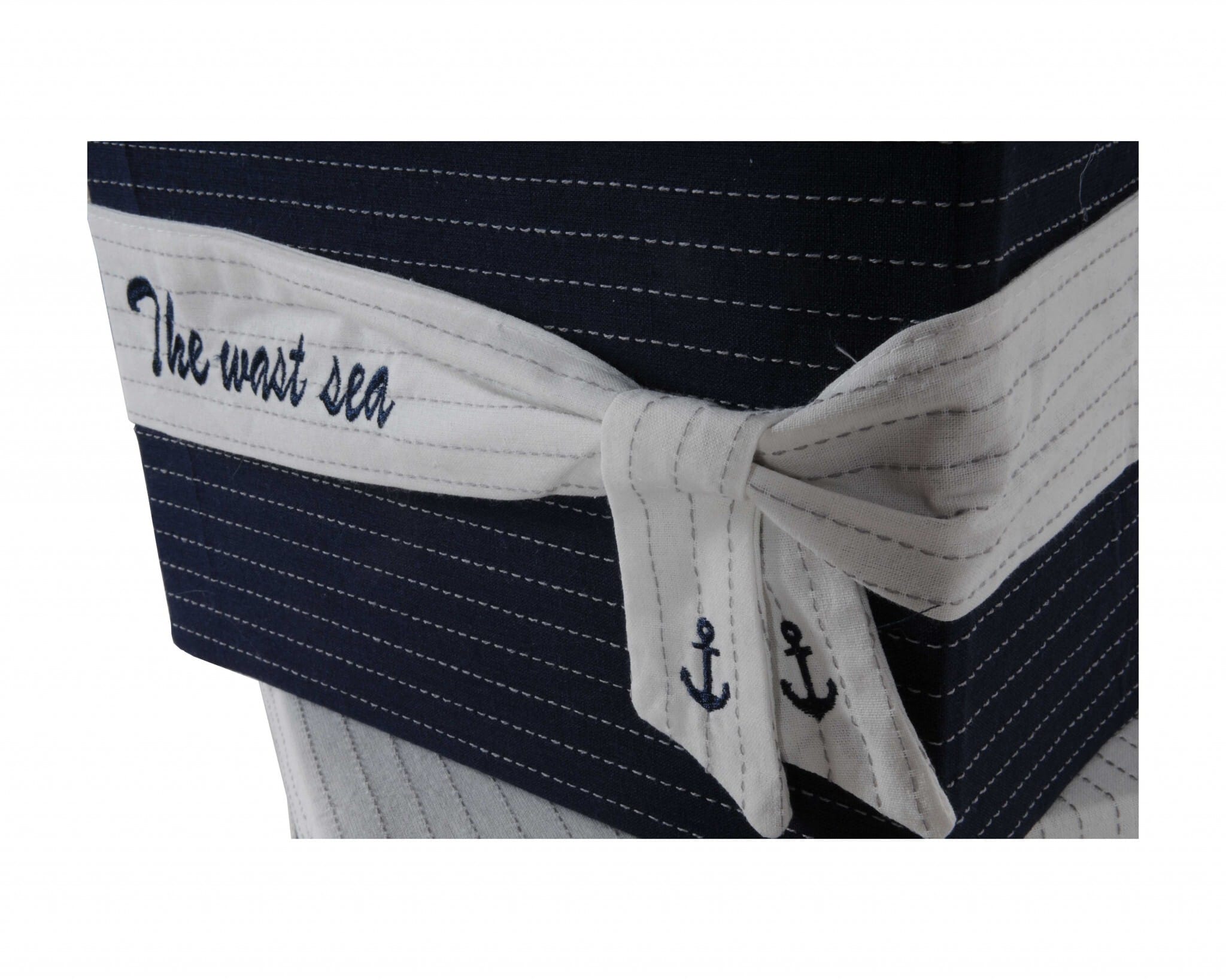 11.5" X 12" X 8.5" White Blue Fabric Boxes With Cover Set Of 3