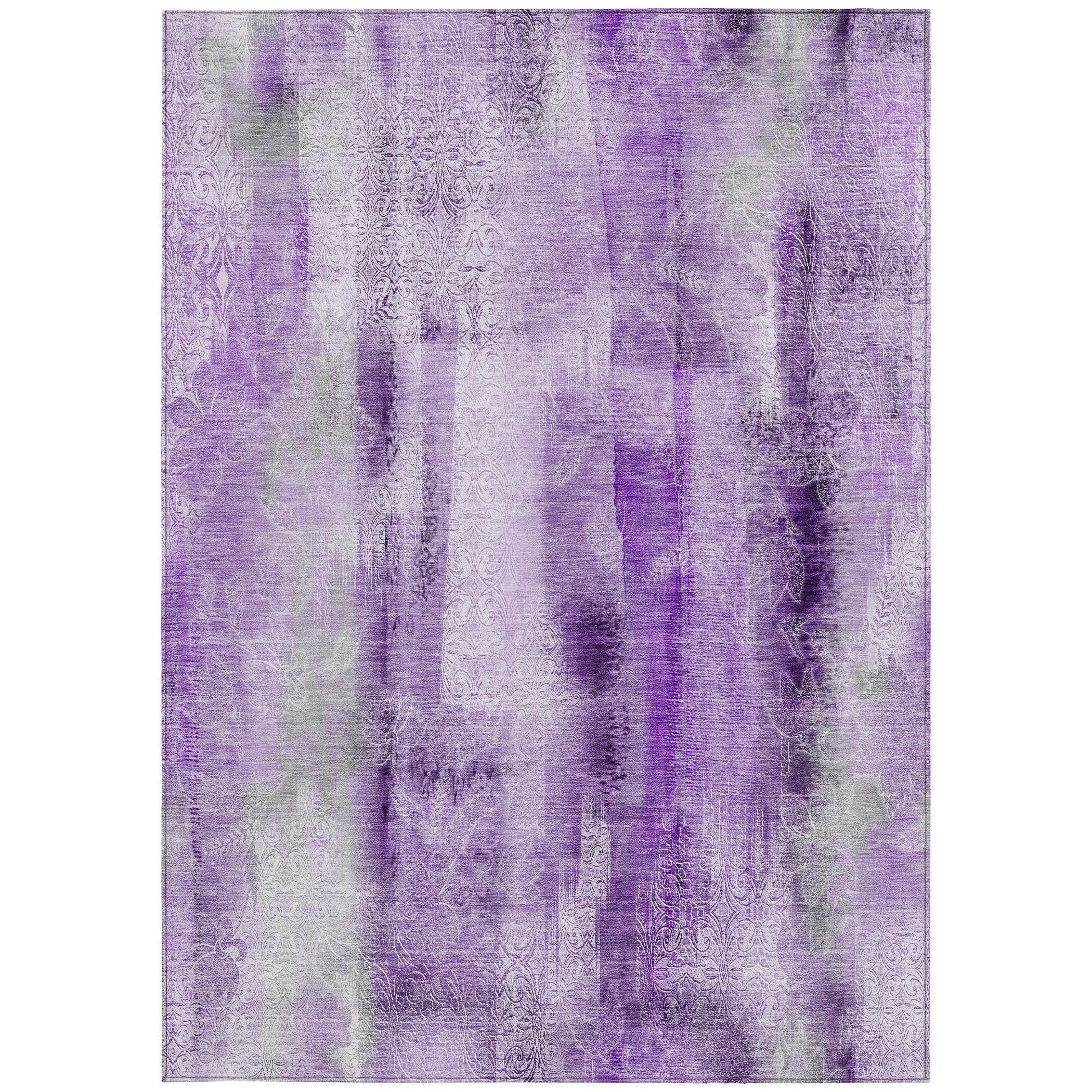 5' X 8' Purple Washable Non Skid Indoor Outdoor Area Rug
