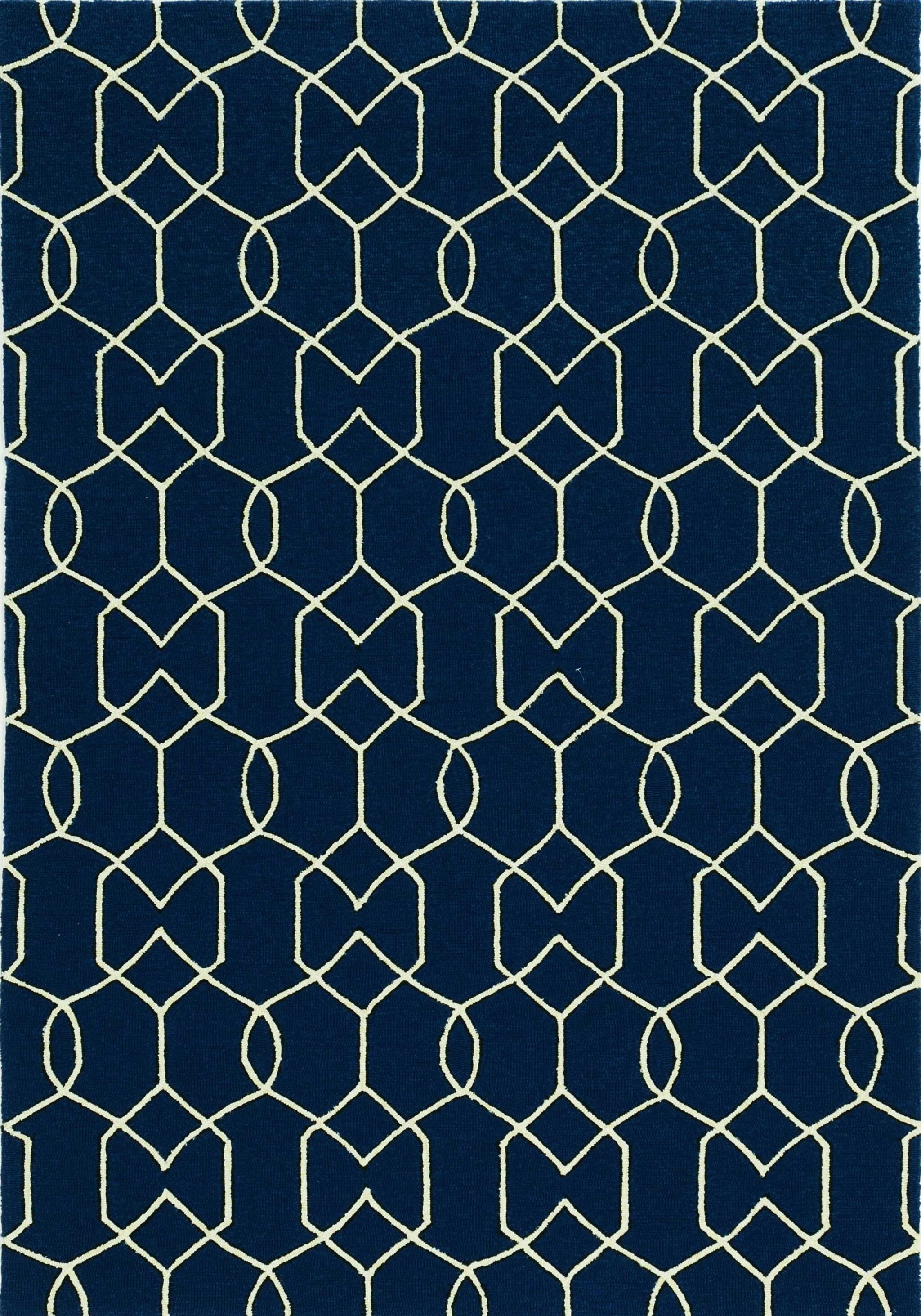 3' X 5' Navy Blue Hand Hooked Area Rug