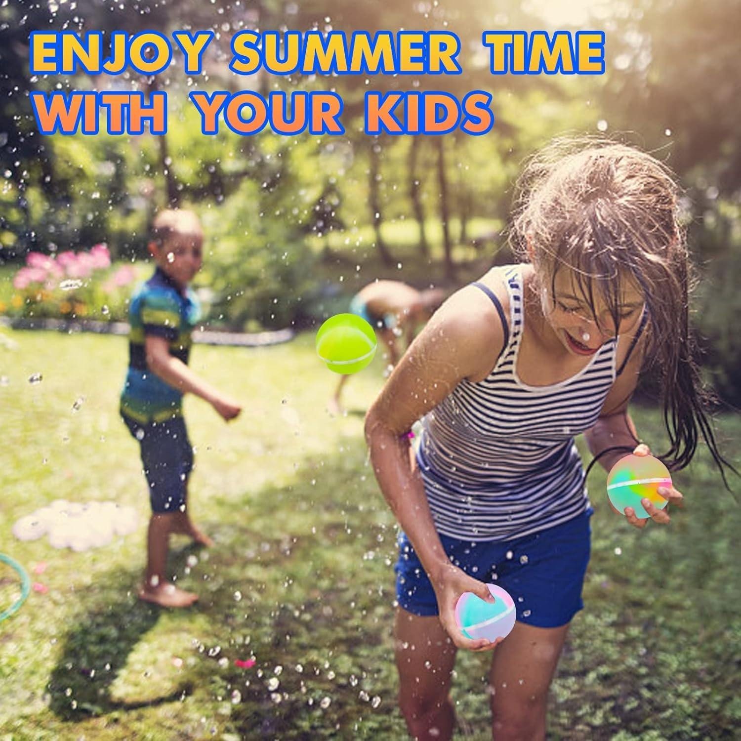 Reusable Water Balloons Water Bombs Splash Ball Quick Fill Self-Sealing Silicone Refillable Water Balls Outdoor Activities Summer Toy Pool Beach Water Games Toys for Kids