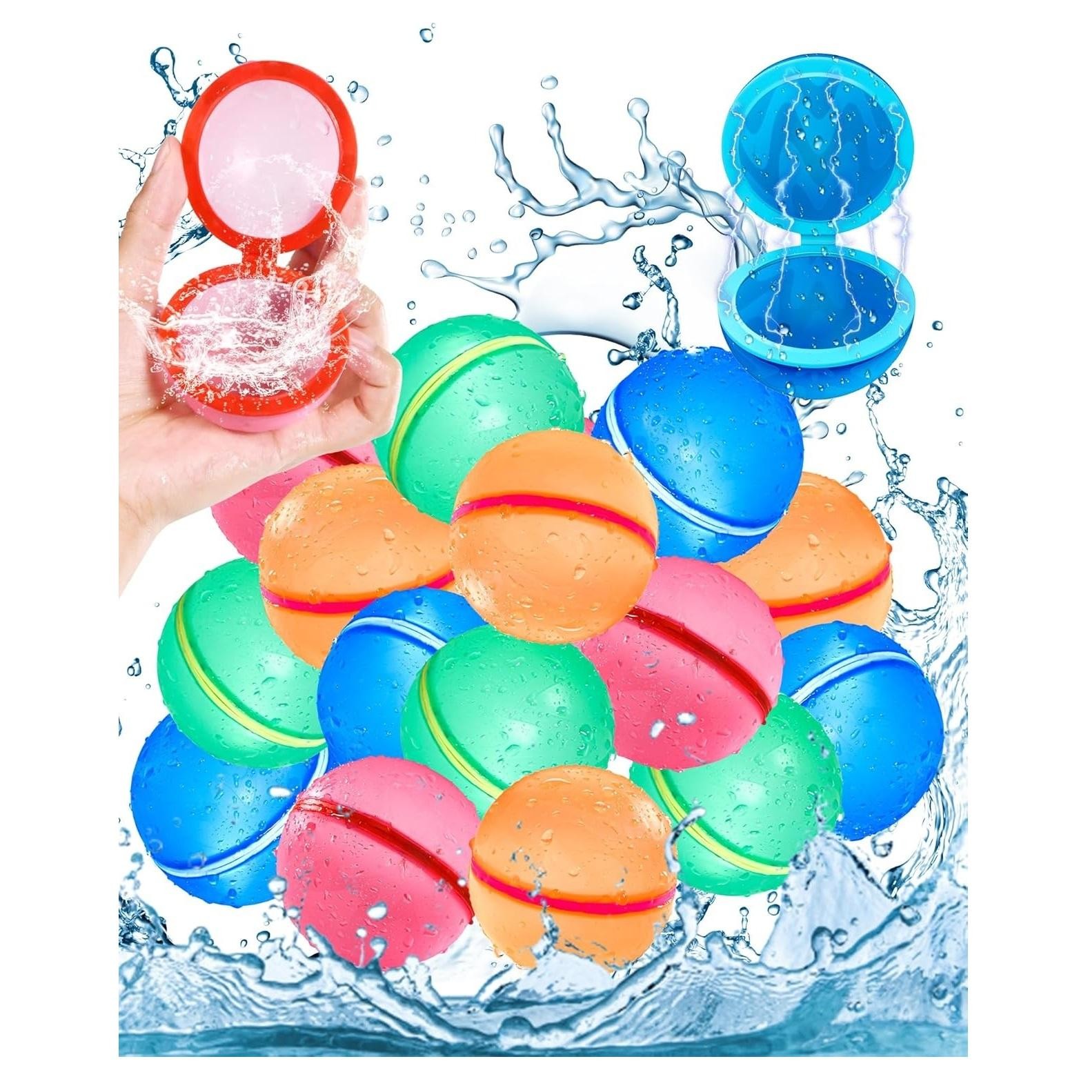 Reusable Water Balloons Water Bombs Splash Ball Quick Fill Self-Sealing Silicone Refillable Water Balls Outdoor Activities Summer Toy Pool Beach Water Games Toys for Kids