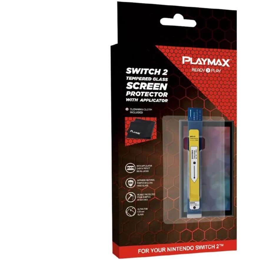 Playmax Switch 2 Tempered Glass Screen Protector with Applicator