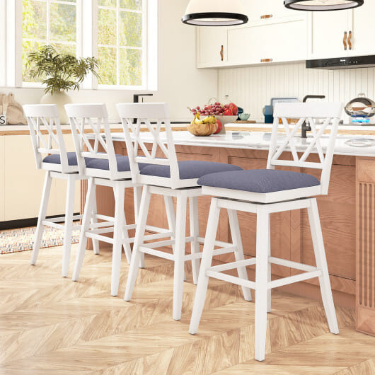 Swivel Bar Stools Set of 4 Counter Height Barstools with Backrest Upholstered Seat Cushion-29 Inches - Size: 29 inches