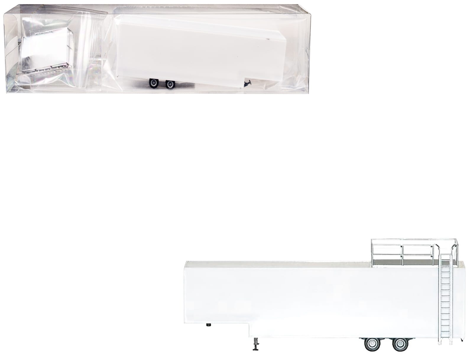 Race Horse Transport Trailer White 1/87 (HO) Plastic Model by Promotex