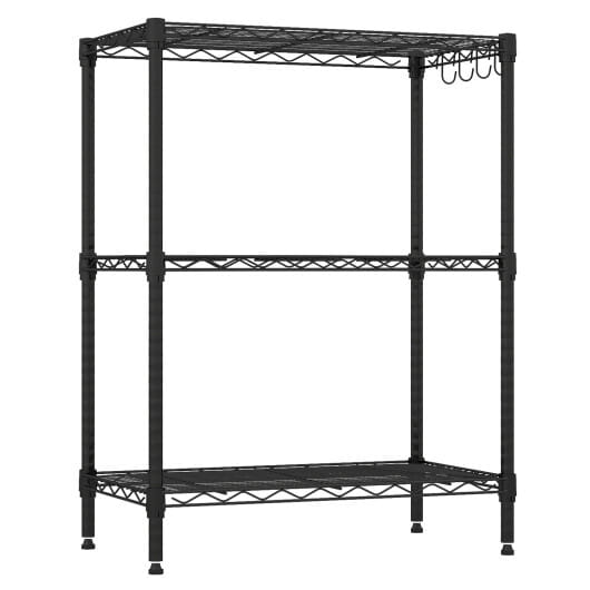 3-Tier Metal Storage Shelving Unit with V-Shaped Wire Rack and  450 LBS Capacity-Black - Color: Black