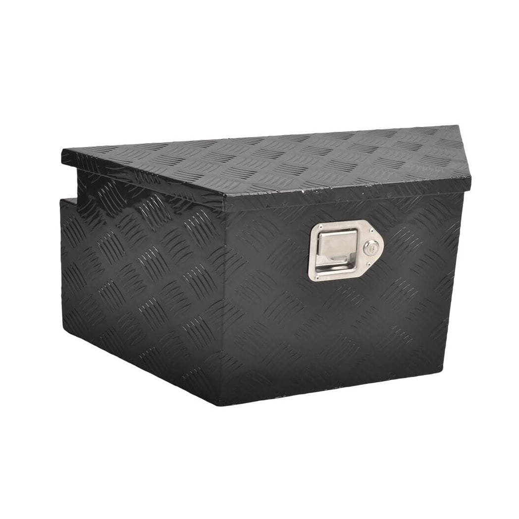 MT018032 Aluminum Tool Box Black, foot 12"* 13.3"* 26", five stripes, single lock, single spring