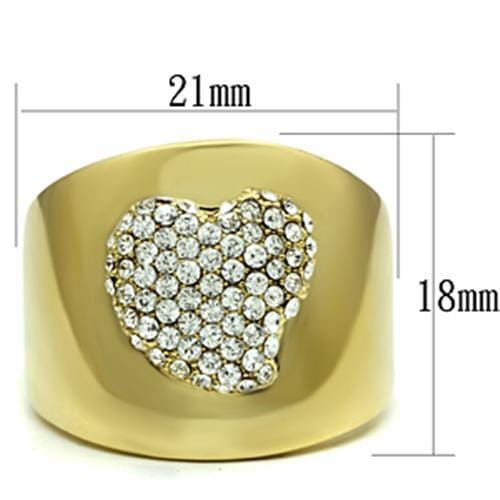 GL293 - IP Gold(Ion Plating) Brass Ring with Top Grade Crystal in Clear