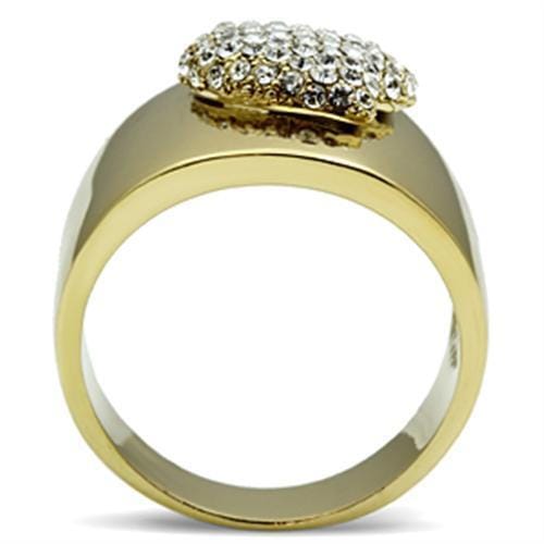 GL293 - IP Gold(Ion Plating) Brass Ring with Top Grade Crystal in Clear