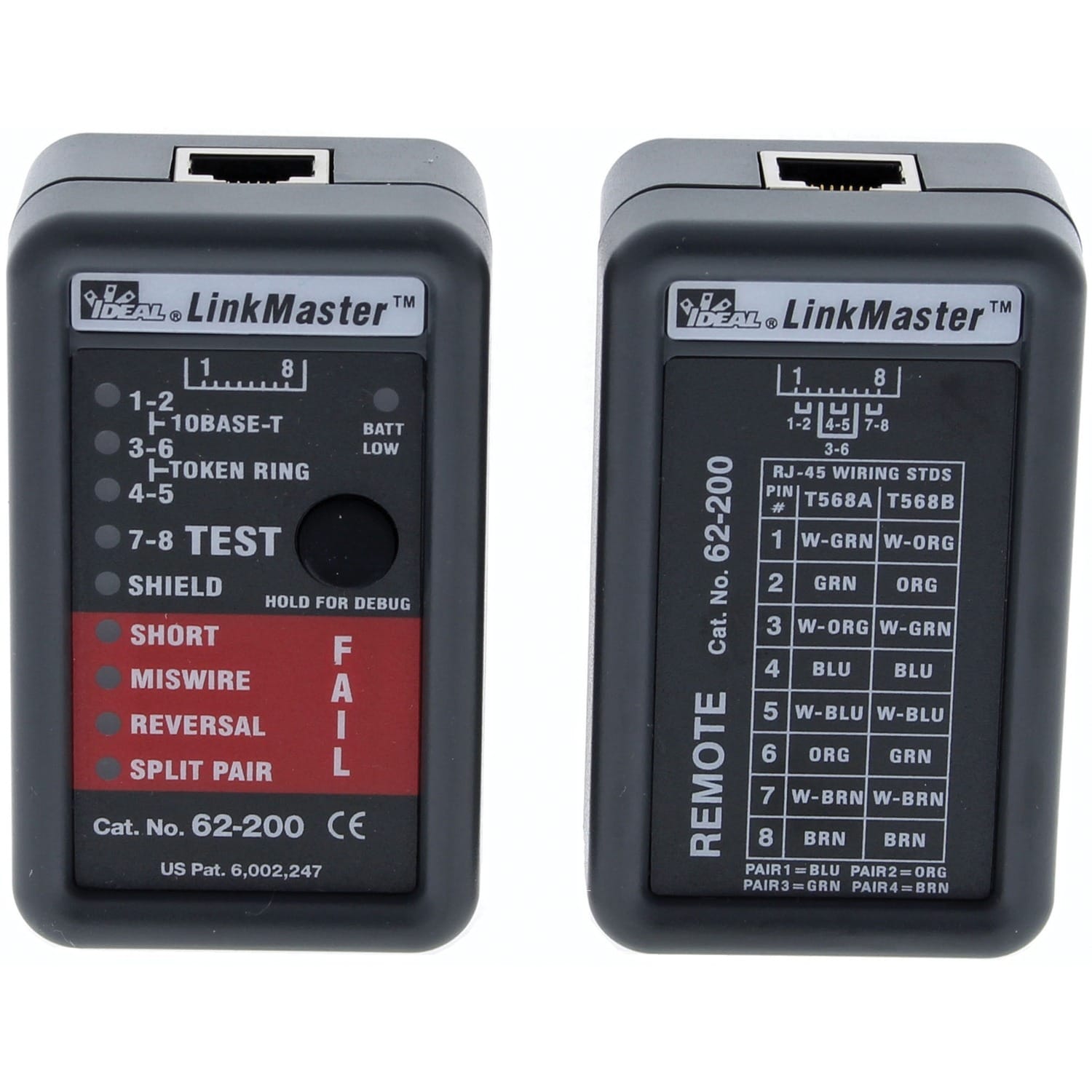 IDEAL 62-200 LinkMaster RJ45 CAT5E/6 Ethernet Wiremapper Tester
