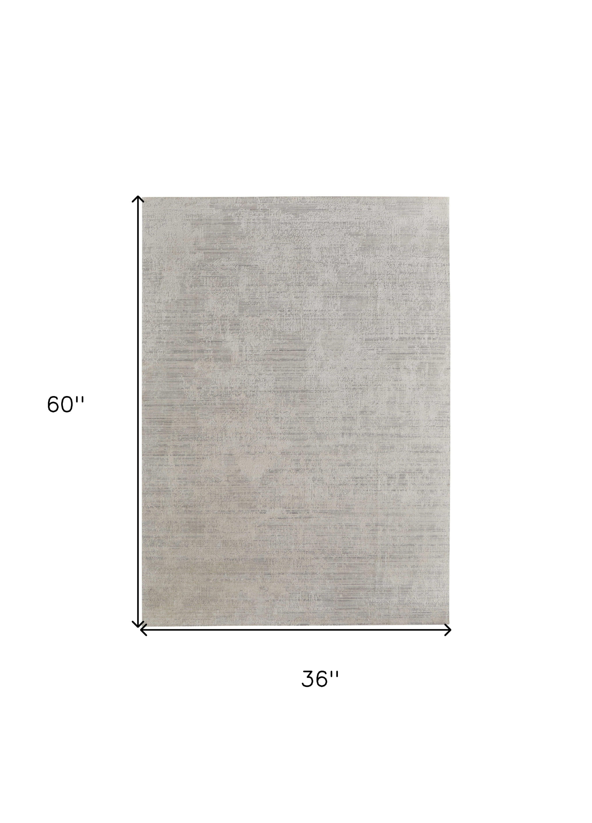 3' X 5' Ivory Abstract Hand Woven Worn Faded Area Rug