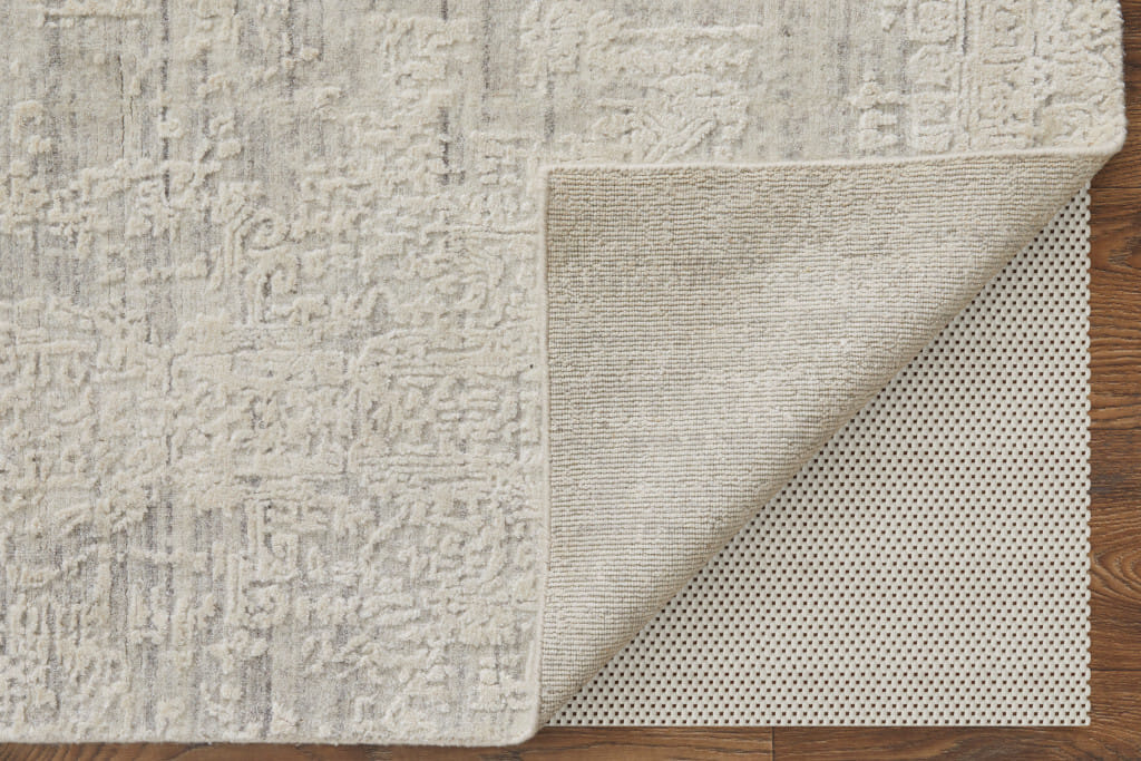 3' X 5' Ivory Abstract Hand Woven Worn Faded Area Rug
