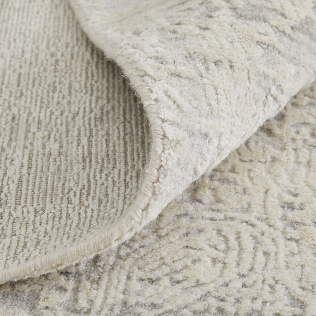 3' X 5' Ivory Abstract Hand Woven Worn Faded Area Rug