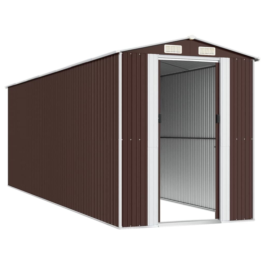 Garden Shed Dark Brown 75.6"x238.6"x87.8" Galvanized Steel