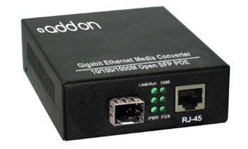Addon 10/100/1000base-tx(rj-45) to open sfp port poe media converter
