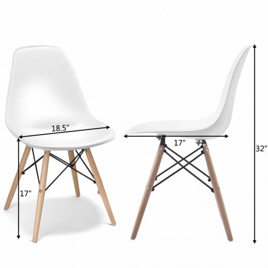 Set of 2 Mid-Century Modern DSW Dining Side Chair-White - Color: White