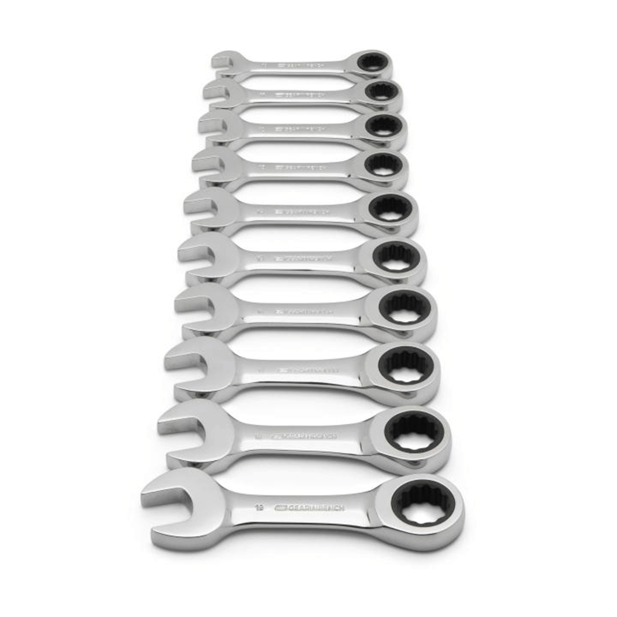 GearWrench 10 Piece 72-Tooth 12 Point Stubby Ratcheting Combination Metric Wrench Set