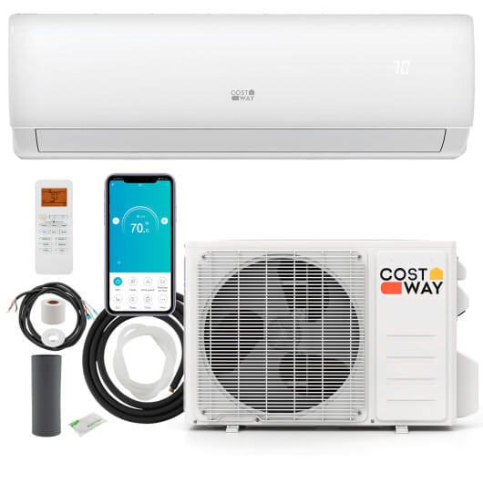 EchoCool Series 23000 BTU 208/230V Mini Split Air Conditioner and Heater Pump System - Color: White - Size: 23000 BTU