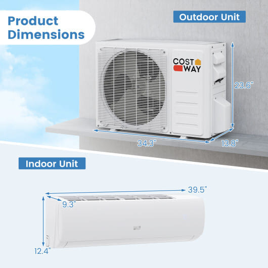EchoCool Series 23000 BTU 208/230V Mini Split Air Conditioner and Heater Pump System - Color: White - Size: 23000 BTU
