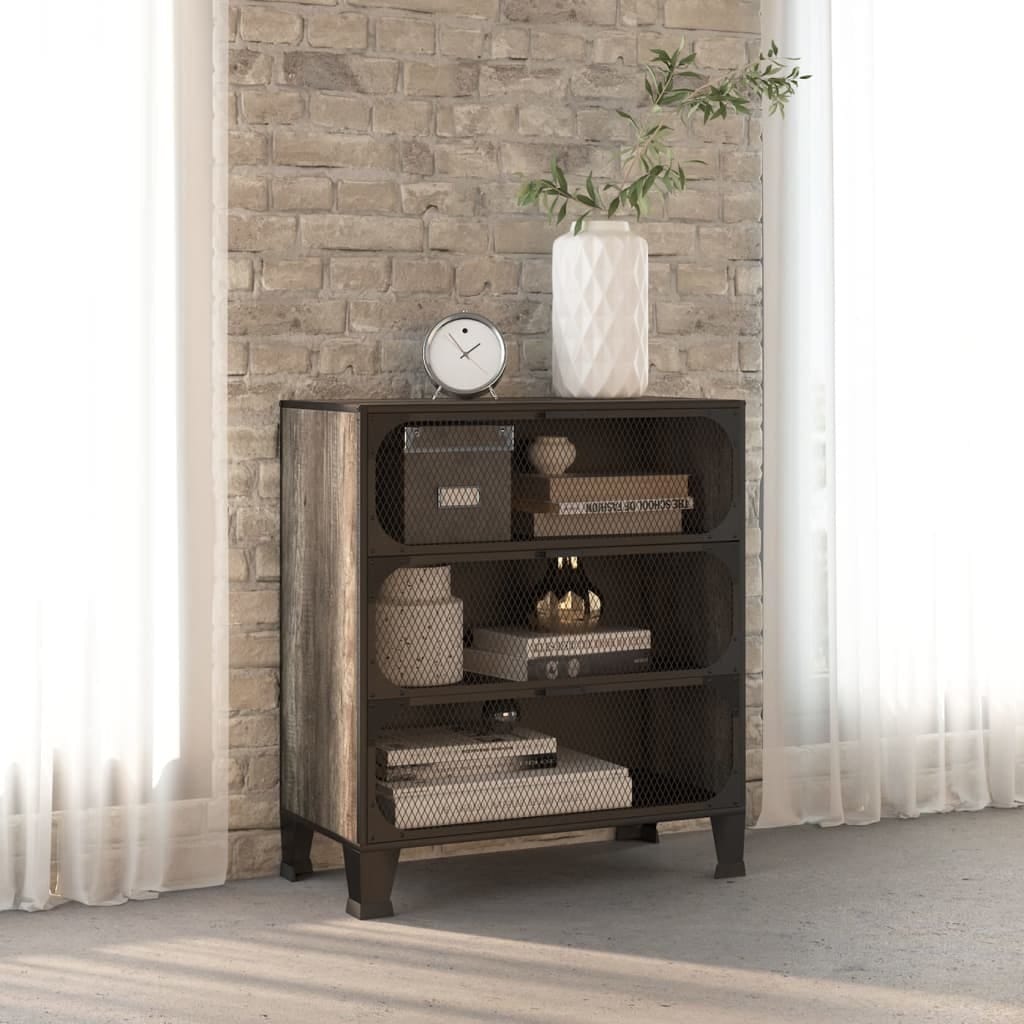 Storage Cabinet Gray 28.3"x14.2"x32.3" Metal and MDF