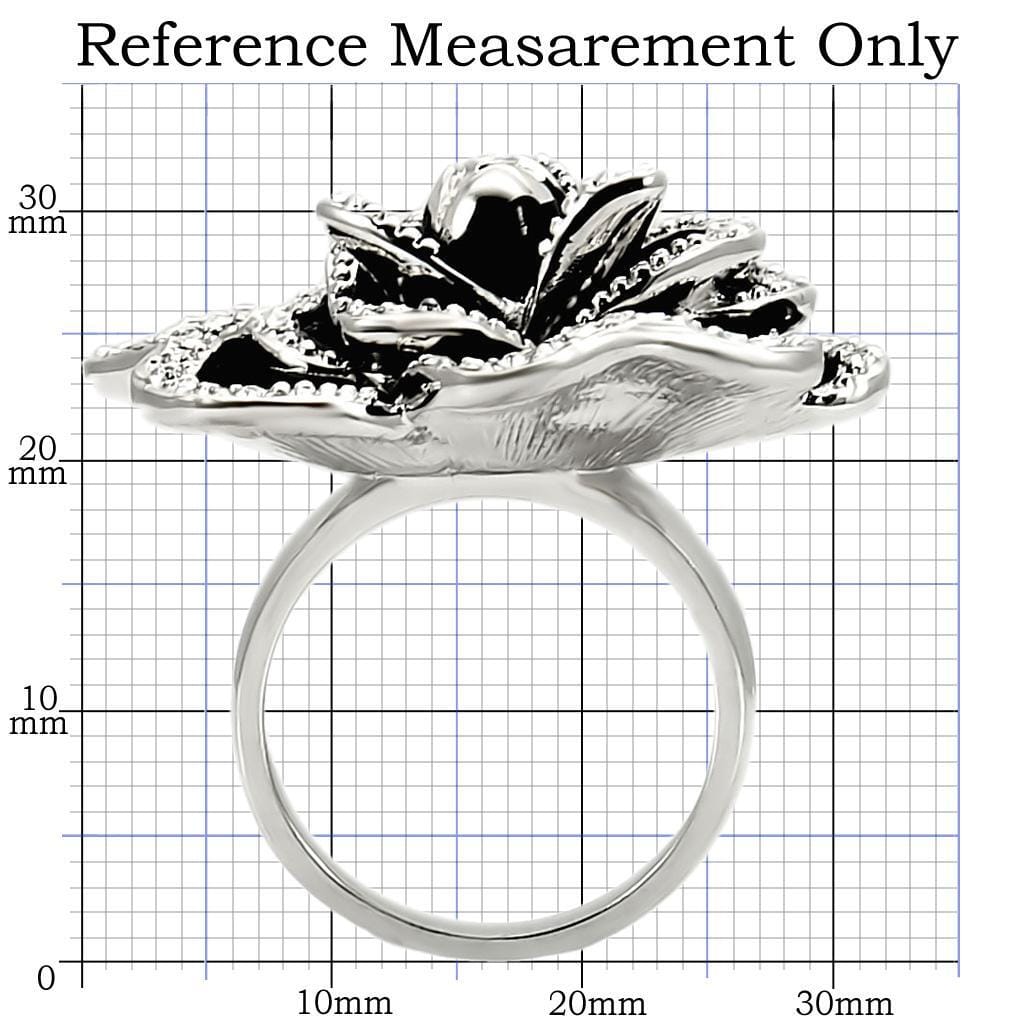 0W252 - Rhodium Brass Ring with Top Grade Crystal in Clear