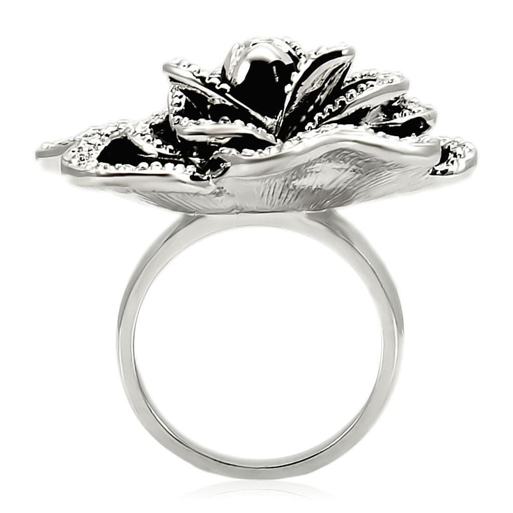 0W252 - Rhodium Brass Ring with Top Grade Crystal in Clear