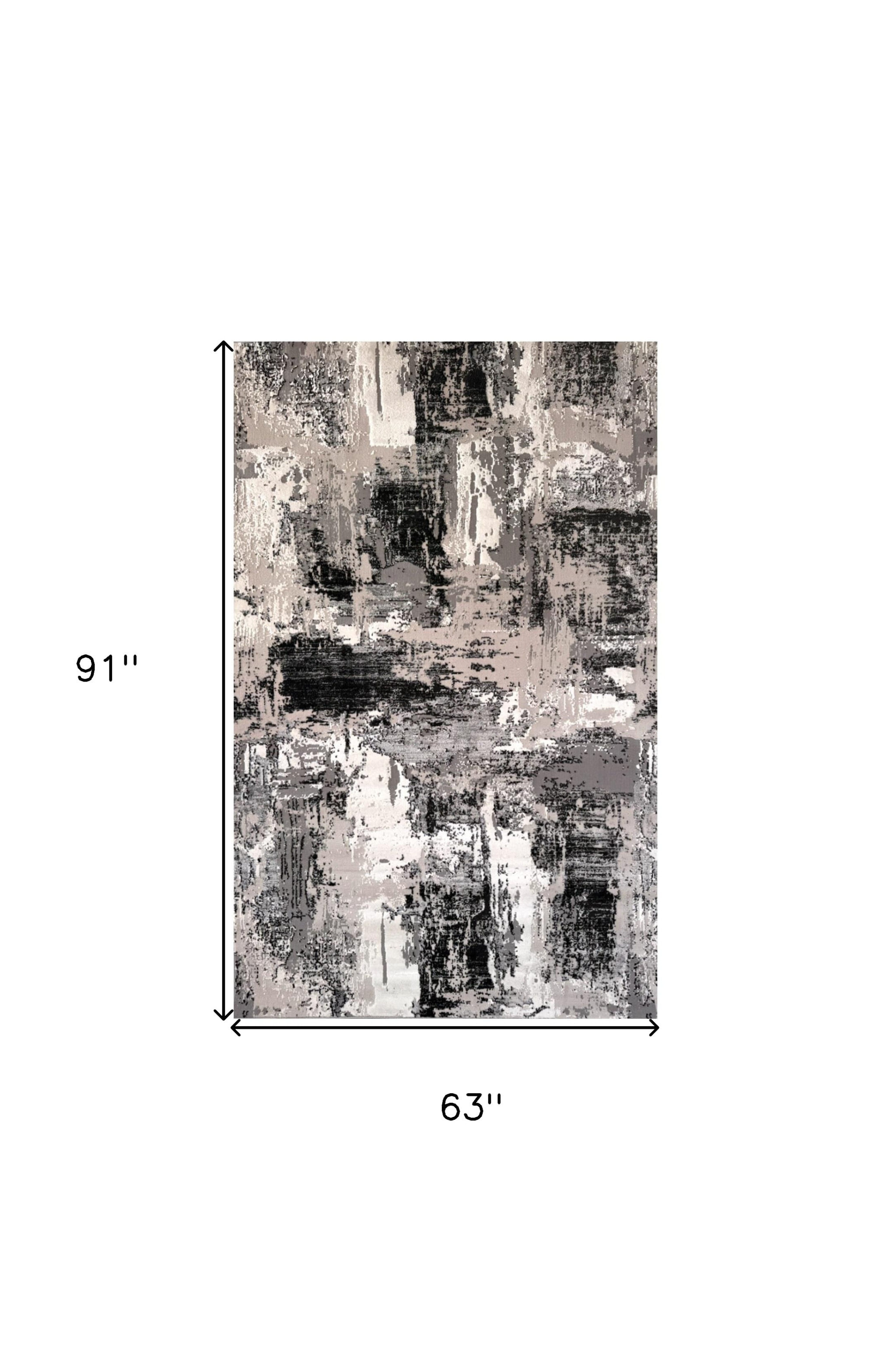 5' X 8' Black Gray and Beige Abstract Area Rug