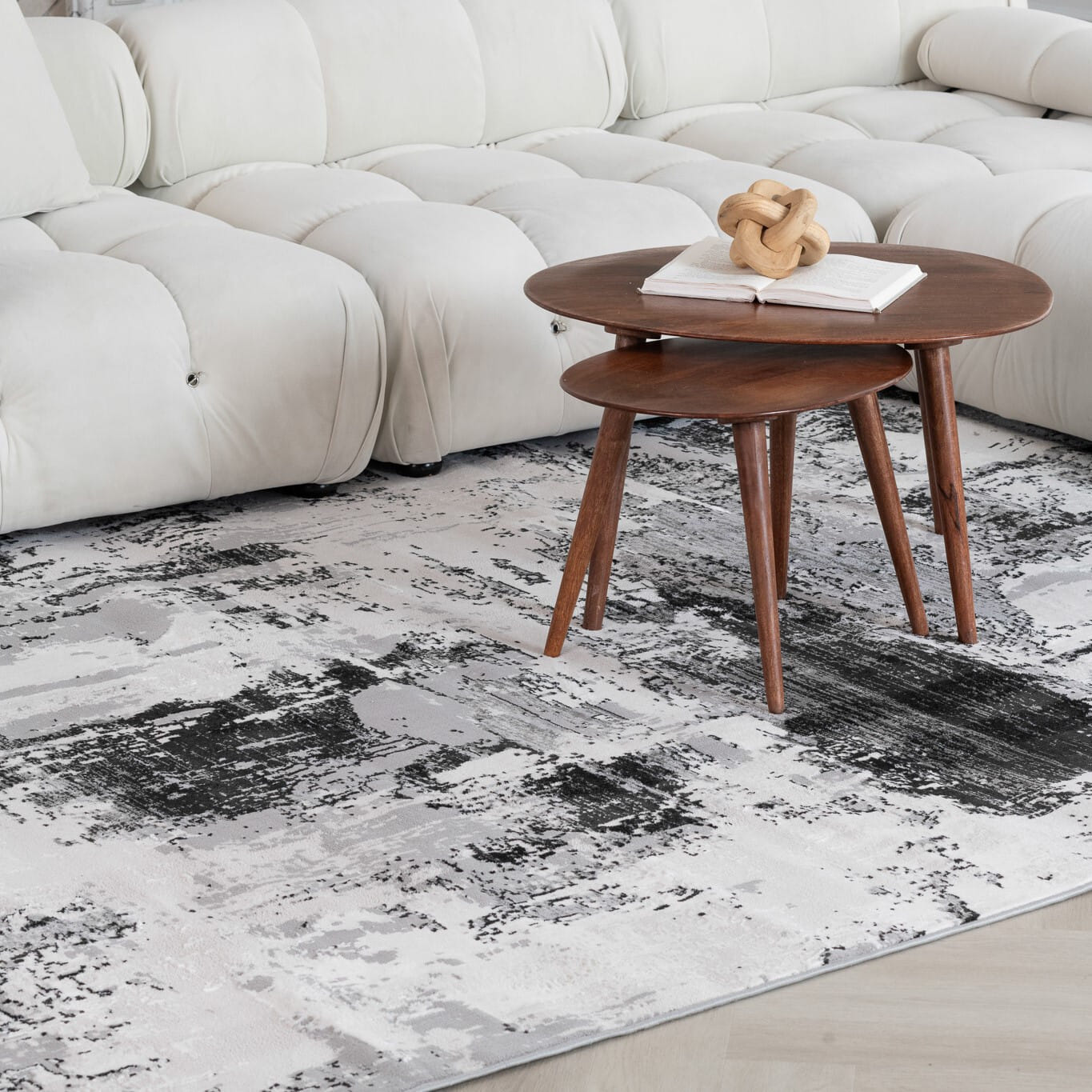 5' X 8' Black Gray and Beige Abstract Area Rug