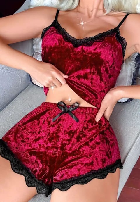 Holiday Vixen velvet Pajama Set