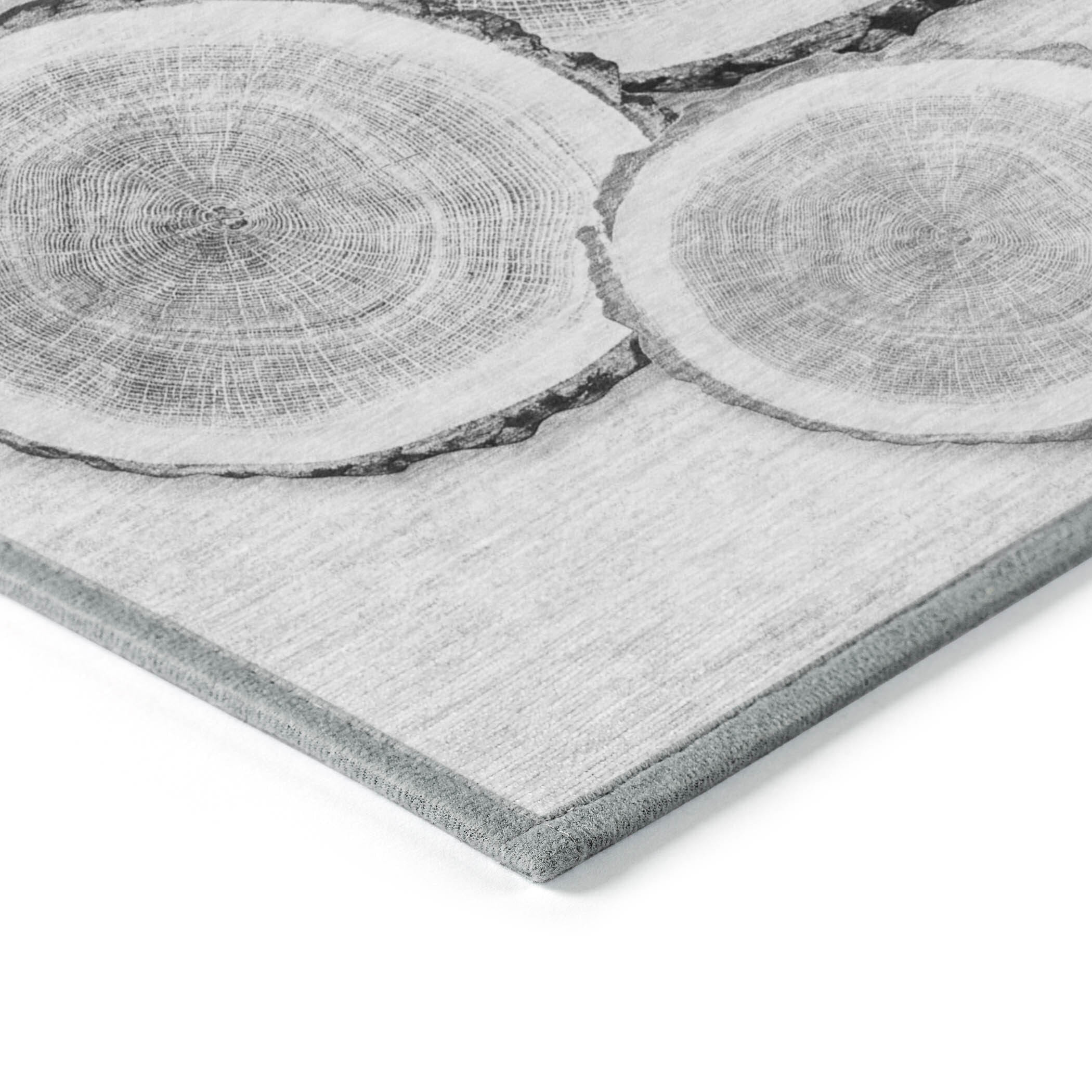 9' X 12' Gray and Black Faux Bois Washable Non Skid Indoor Outdoor Area Rug