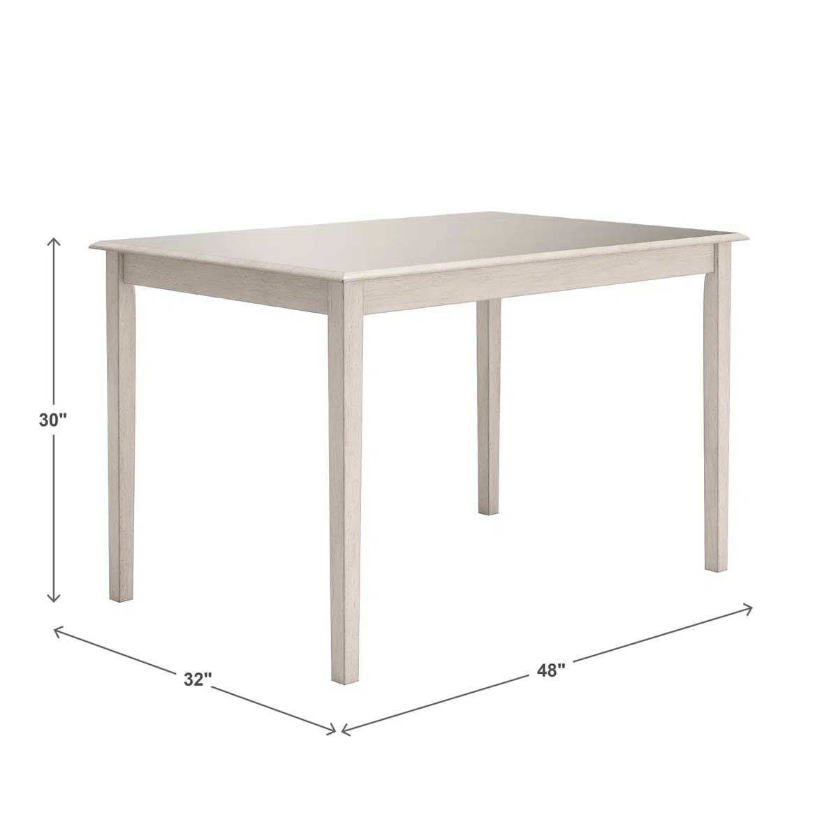 Farmhouse 32 x 48 inch Dining Table in Antique White Wood Finish