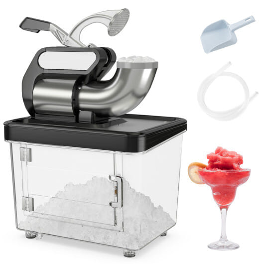 300W Commercial Ice Crusher with Dual Blades and Safety Switch-Gray