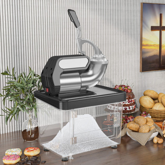 300W Commercial Ice Crusher with Dual Blades and Safety Switch-Gray