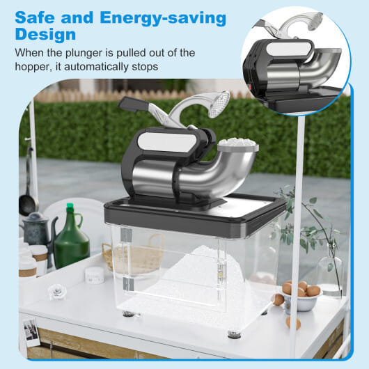 300W Commercial Ice Crusher with Dual Blades and Safety Switch-Gray