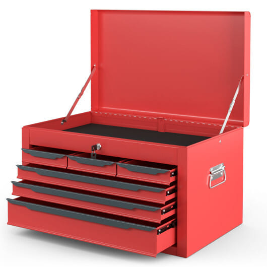 24 Inch Tool Chest Case with 6 Drawers and Top Storage for Garage Repair Shop & Warehouse-Red - Color: Red - Size: 6-Drawer