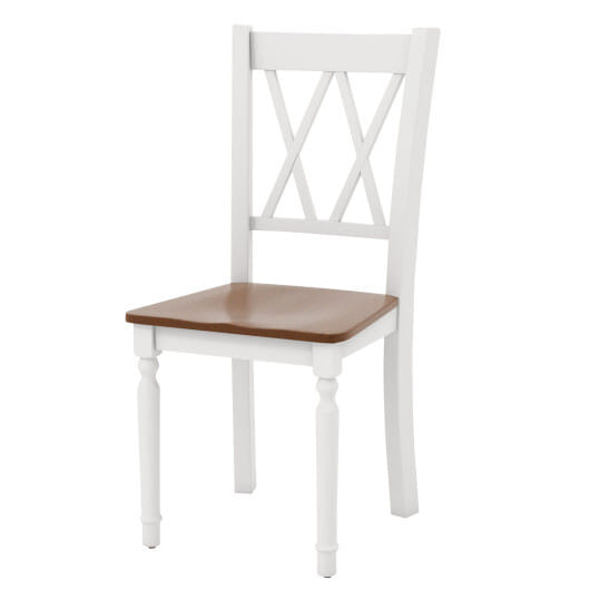 Set of 4 Wooden Farmhouse Kitchen Chairs with Rubber Wood Seat - Color: Walnut & Gray