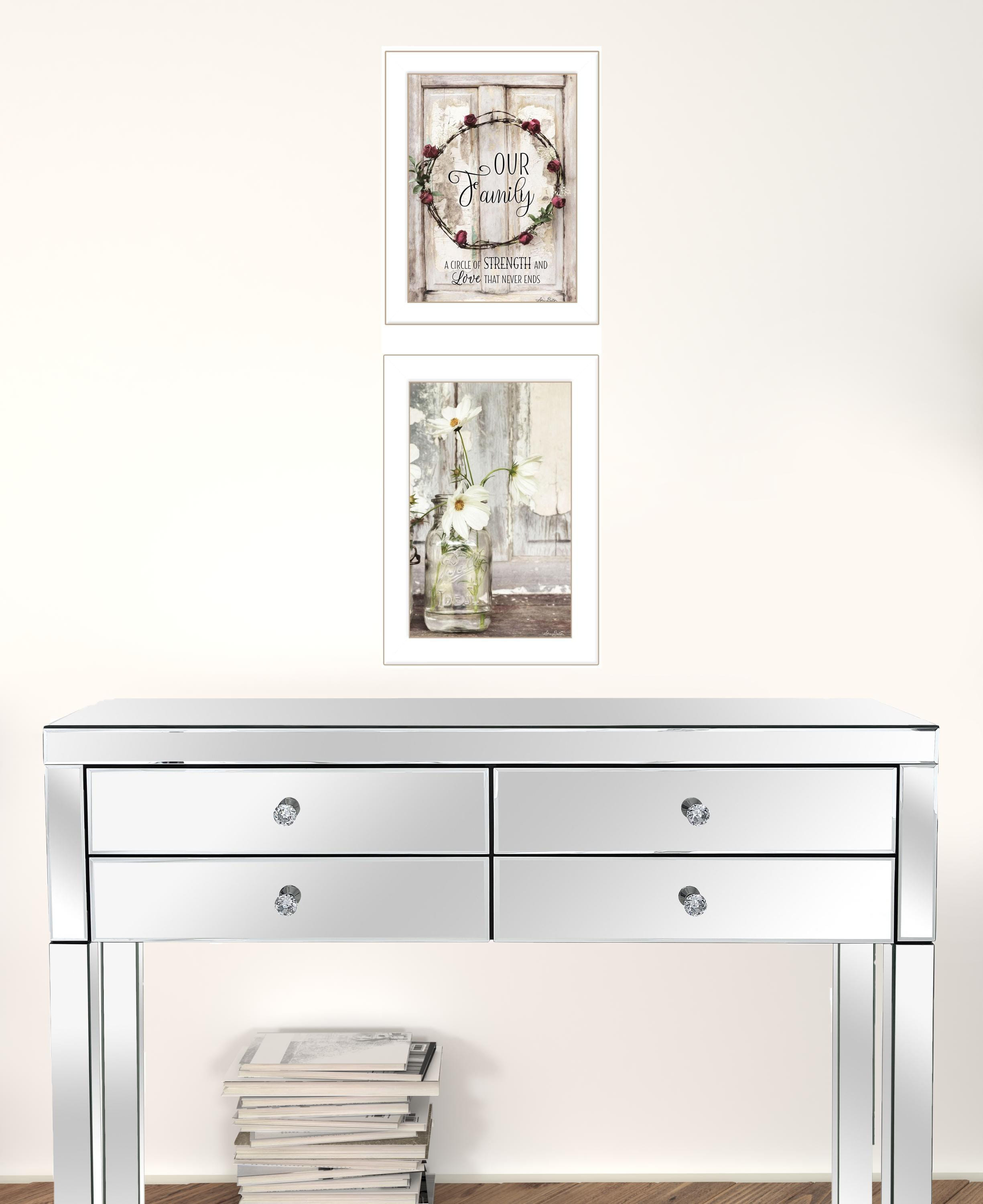 Set Of Two Our Family Blossoms 1 White Framed Print Wall Art